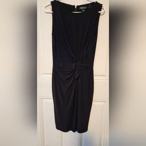 Lauren Ralph Lauren Black Sleeveless Faux Wrap Dress Size 4 LBD Wedding Guest